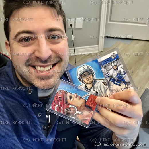 Custom hand-drawn trading card by Mike Karschti