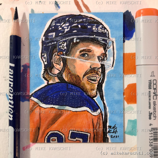 Custom hand-drawn trading card #11 by Mike Karschti