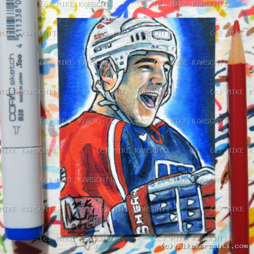Custom hand-drawn trading card #26 by Mike Karschti