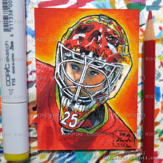 Custom hand-drawn trading card #28 by Mike Karschti
