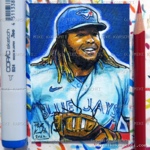 Custom hand-drawn trading card #32 by Mike Karschti