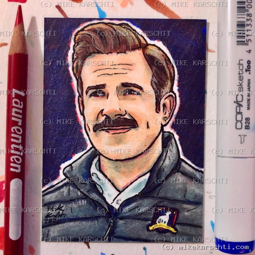 Custom hand-drawn trading card #40 by Mike Karschti