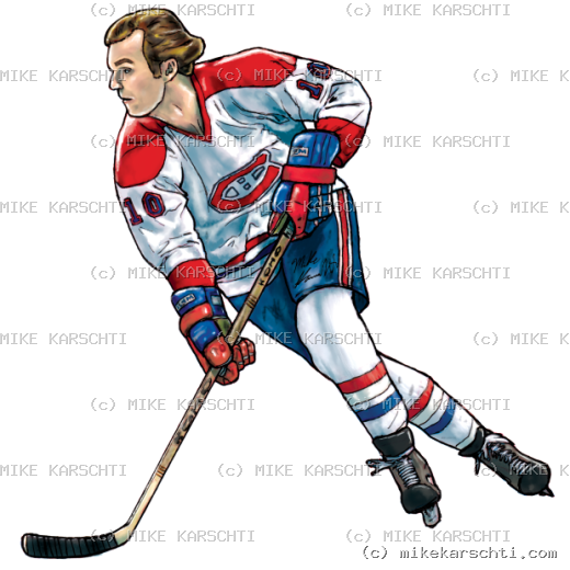 Guy Lafleur hockey sticker, hand-drawn by Mike Karschti